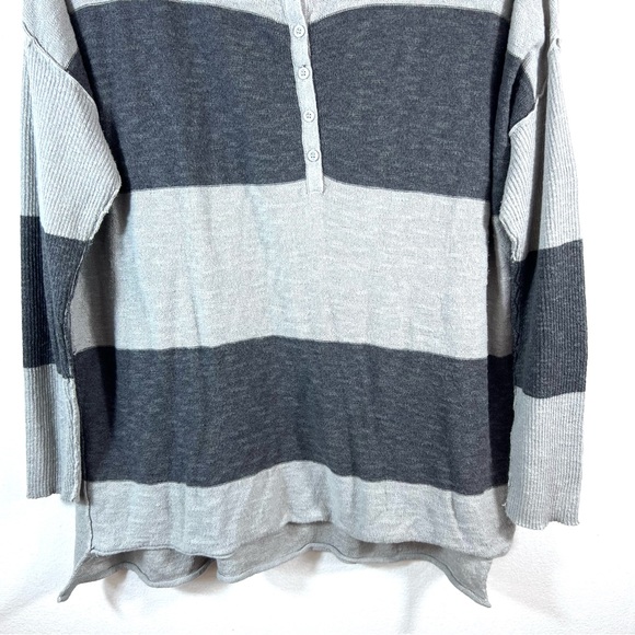 Free People Linen Blend Relax Oversized Fit Charcoal Pullover Knit Sweater Sz XS - Picture 5 of 10